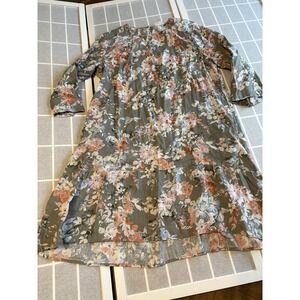 J Jill Love Linen Sz L Fresh Bloom Caraway Floral Sage Pastel Cottagecore Dress